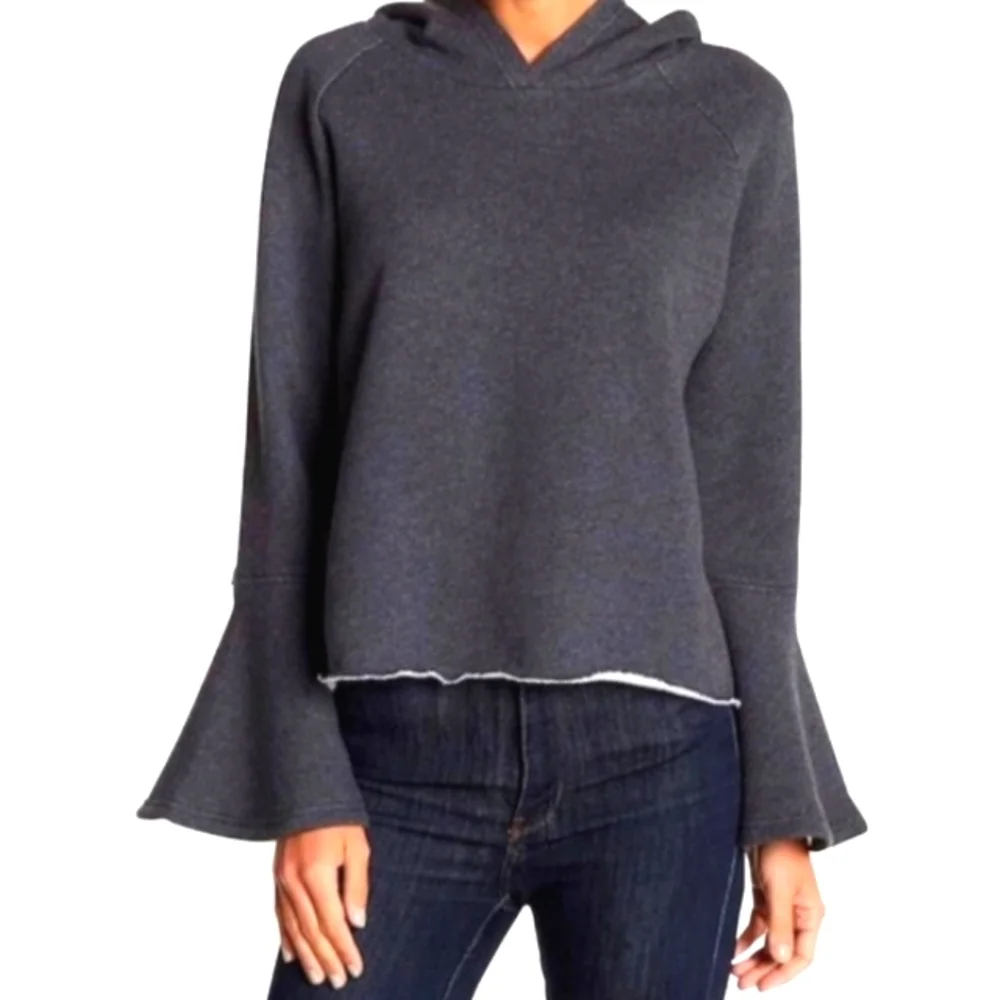 Melrose & Market M crop gray hoodie with bell sleeves